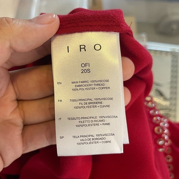 IRO OFI Flutter Sleeve Grommet Blouse Red Size XS Excellent Condition - Picture 7 of 9